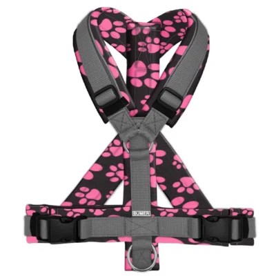 BUMER Hundegeschirr HUNDEPFOTEN PINK gepolstert, (Oxford), komplett konfigurierbar